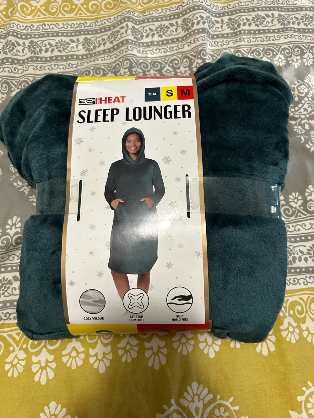 32 Degrees Plush Teal Hooded Lounge Dress